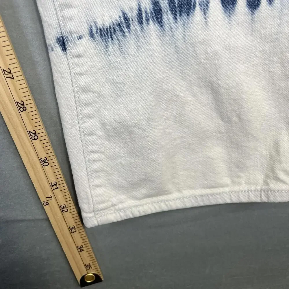 True Religion Ricky Jeans Mens 40* White Blue Dyed Relaxed Straight Flap Pockets